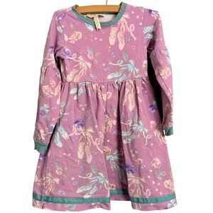 Matilda Jane Girls Purple Ballet Slippers Floral Long Sleeve Dress Size 6